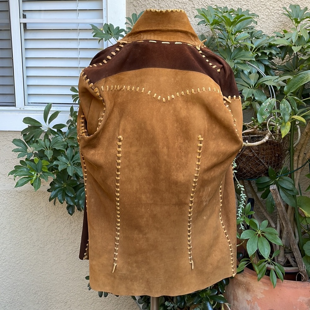 Vintage 60’s multicolored tool made and hand made brushed suede/leather jacket - Picture 13 of 13